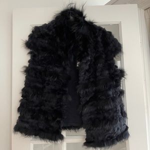 NEW WITH TAGS Tory Burch Rabbit Fur Vest in dark navy